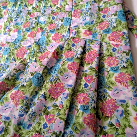 Buck & Buck House Dress Small Floral Pleated Zip Front Short Sleeve Granny - Picture 14 of 16
